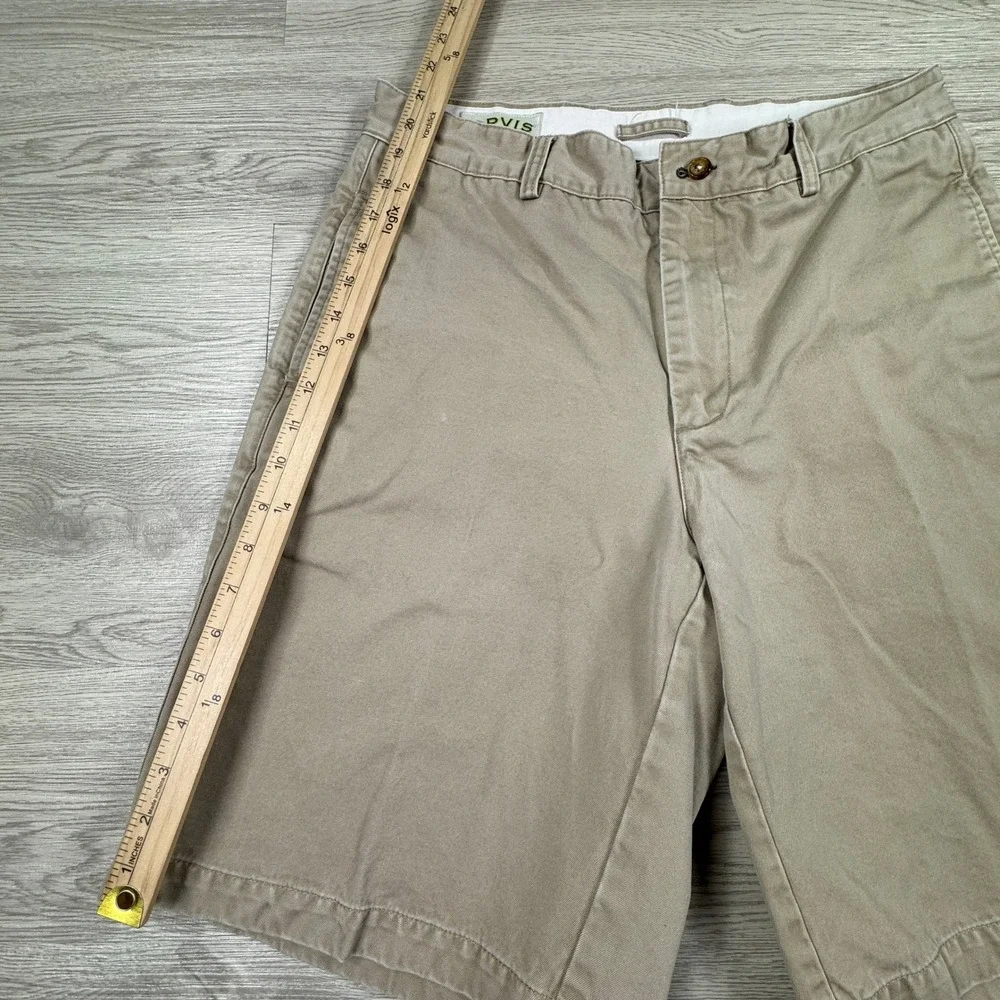 Orvis Men's Classic Chino Shorts Tan‎ Khaki 34 Cotton Flat Front Casual Preppy